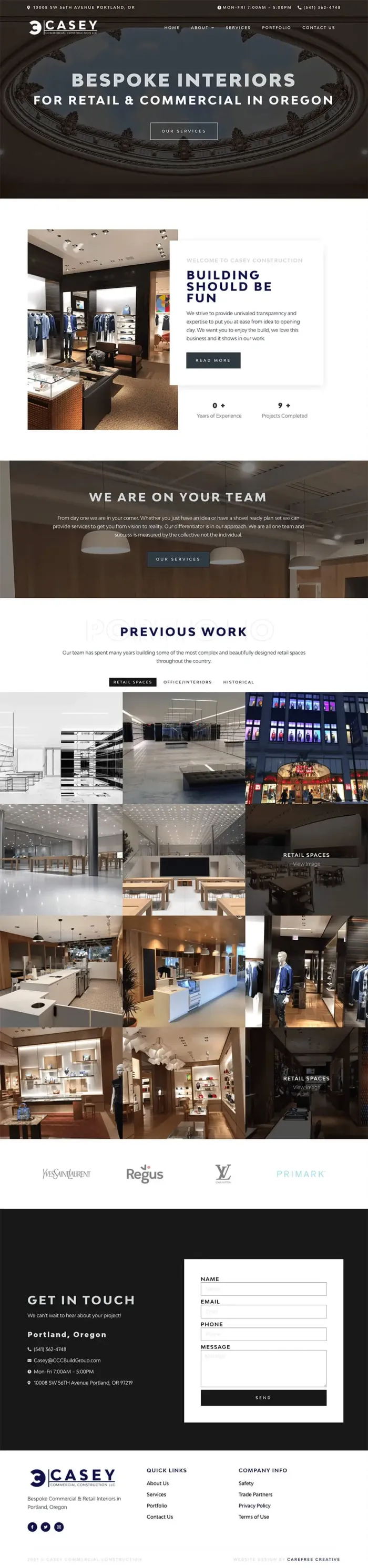 Casey Commercial Construction website