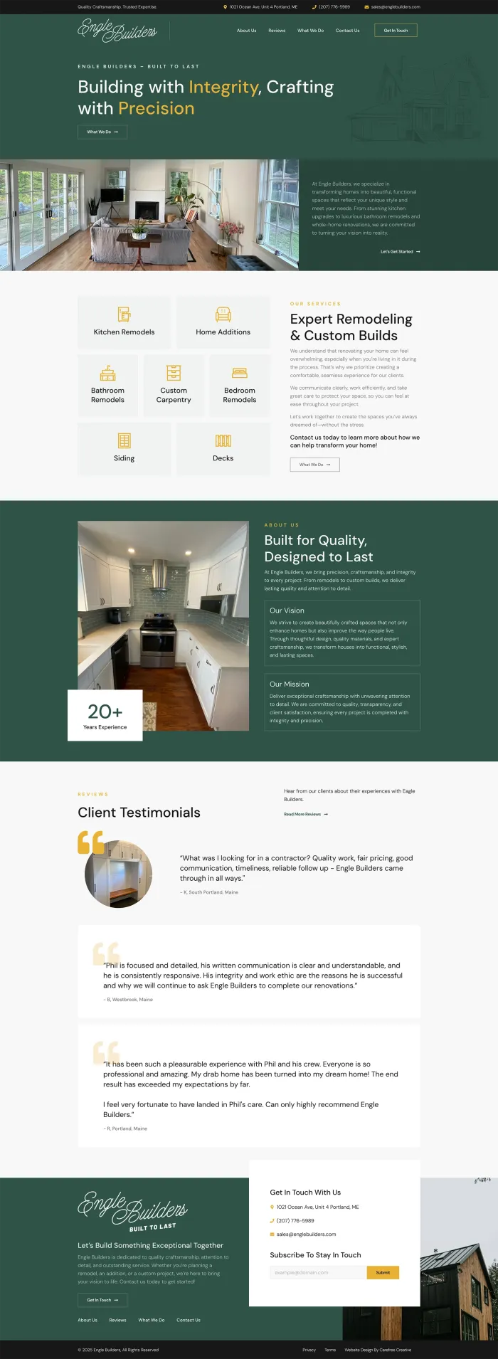 Engle Builders website