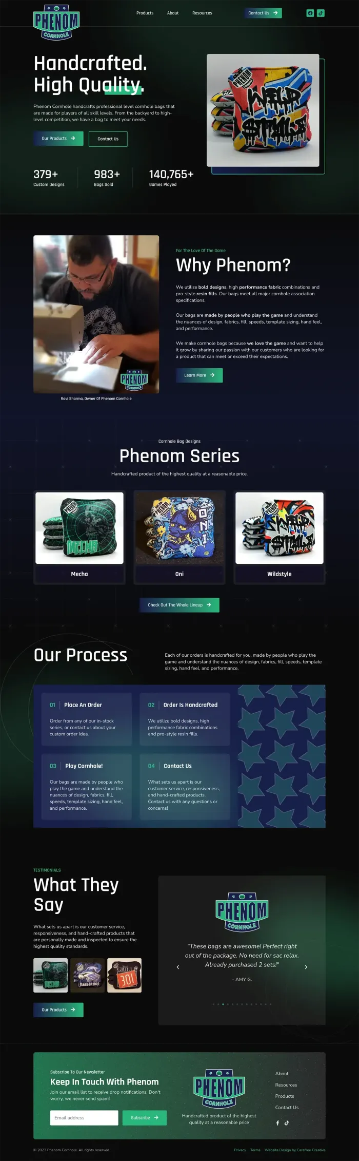 Phenom Cornhole website