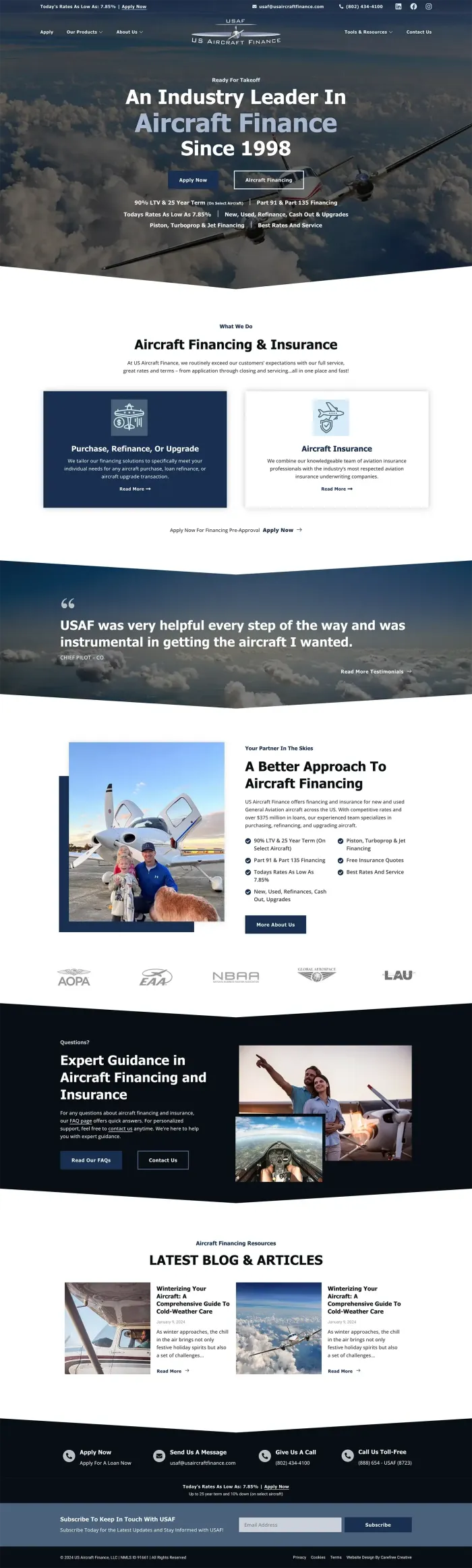 US Aircraft Finance website