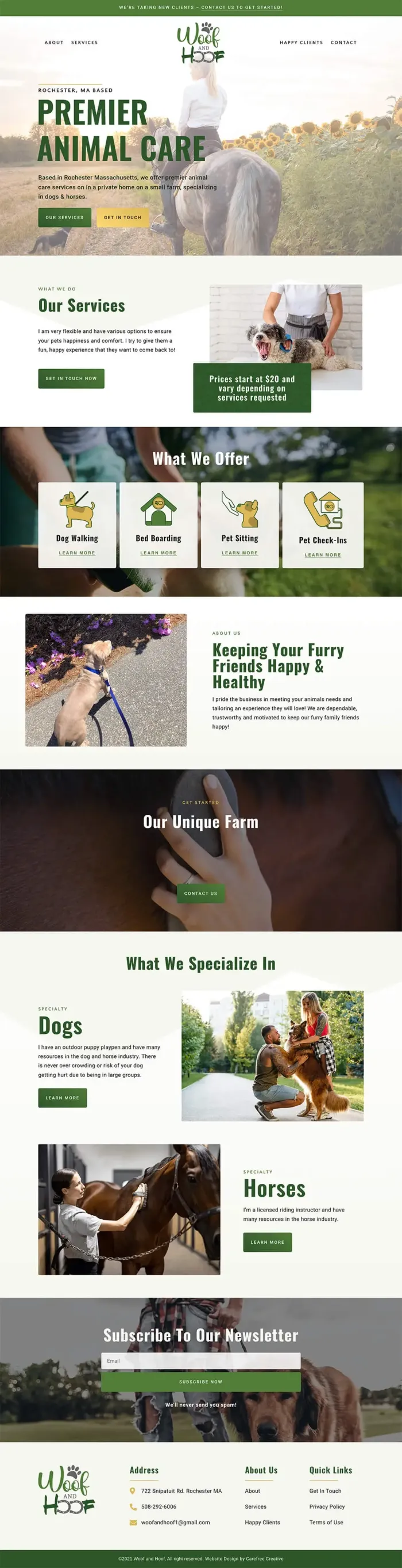 Woof & Hoof Premier Animal Care website